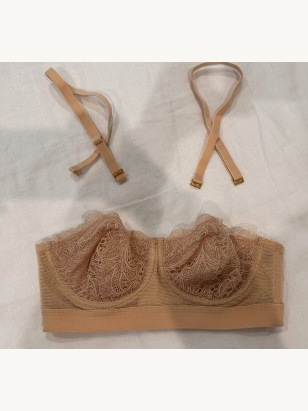 LIVELY Lace Strapless Bra Toasted Almond Nude 32B Convertible